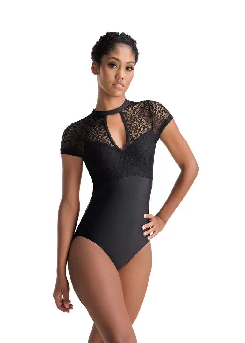 Female dancer wearing Ballet Rosa Nicolette 1190LMA leotard in Noir.