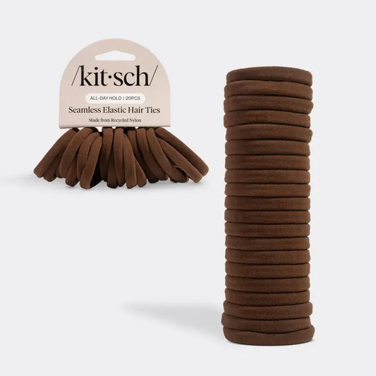 Recycled Fabric Seamless Hair Seamless Hair Elastics- Chocolate