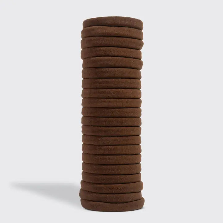 Recycled Fabric Seamless Hair Seamless Hair Elastics- Chocolate