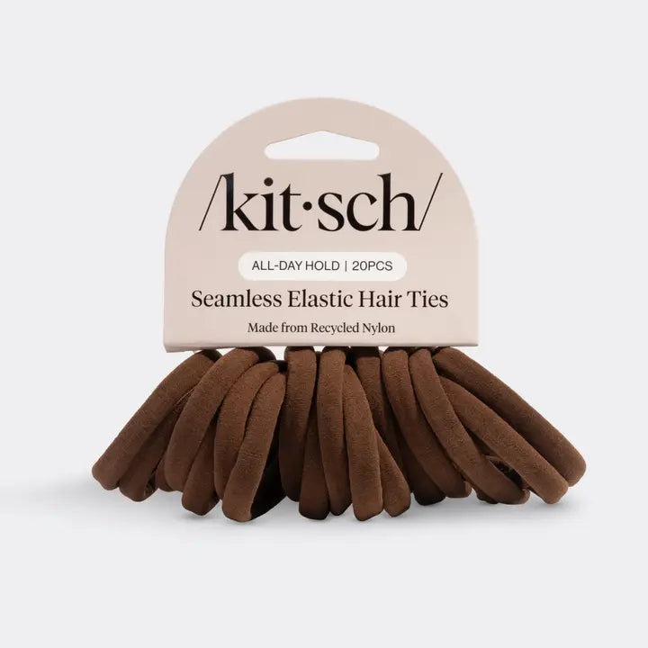 Recycled Fabric Seamless Hair Seamless Hair Elastics- Chocolate