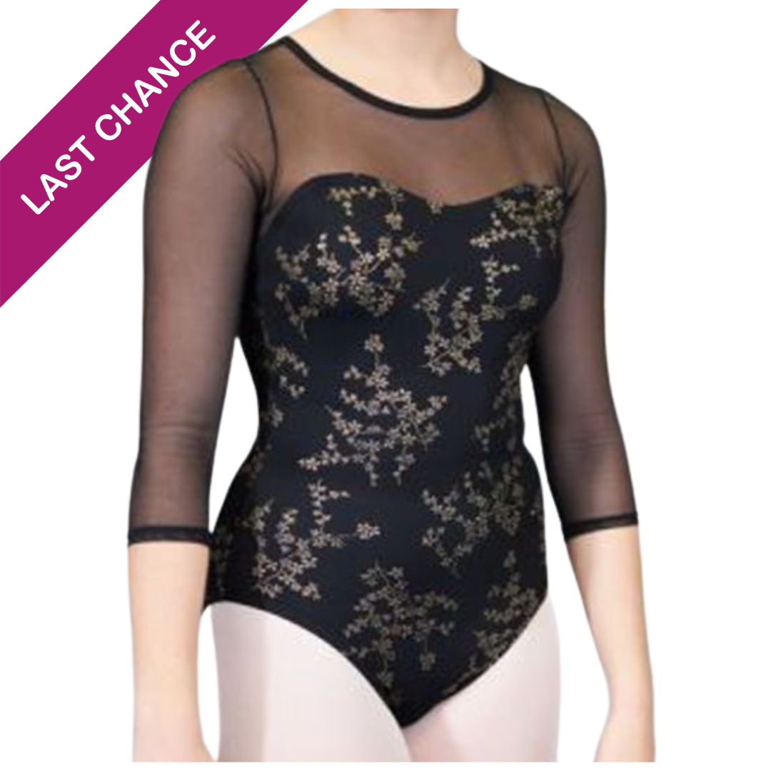 Leotard Covered With Floral Printed Mesh