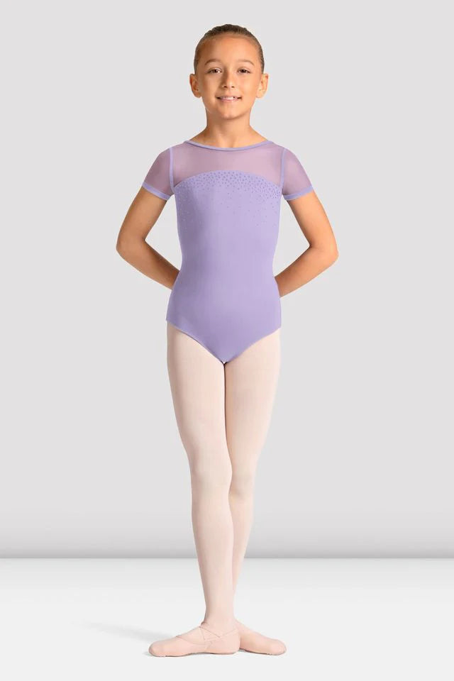 Girls Mirella Celestia Short Sleeve Printed Leotard