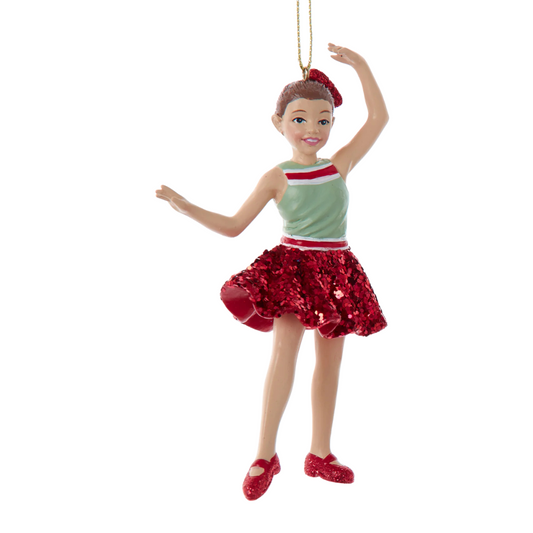 Red & Green Girl Tap Dancer Ornament