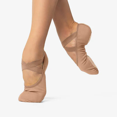Suntan Stretch Canvas Split Sole Ballet Slipper- Adult