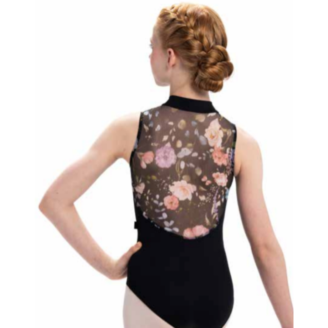 Girls Zip Front Leotard with Flora Print- Limited Edition
