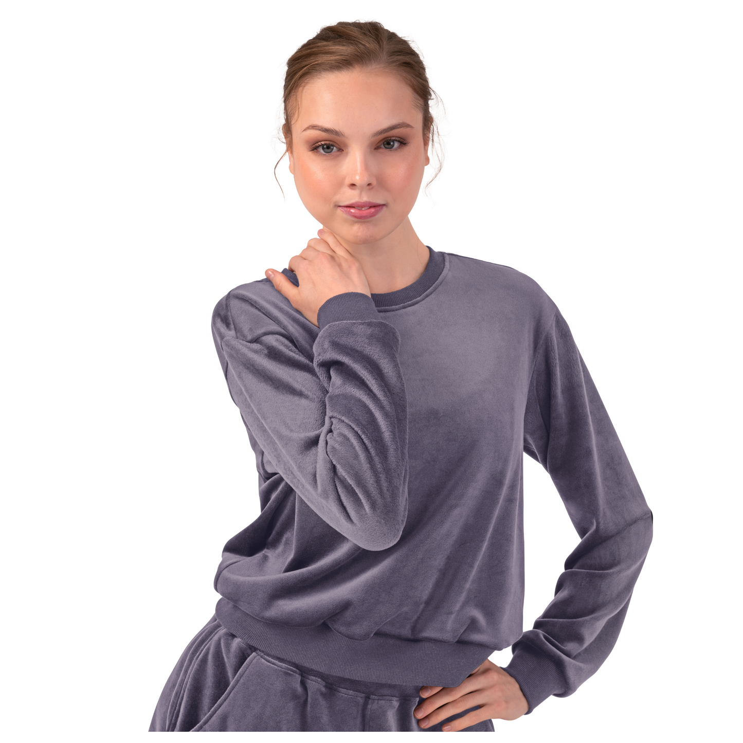 Ladies Caroline Velvet Crew Neck Sweater