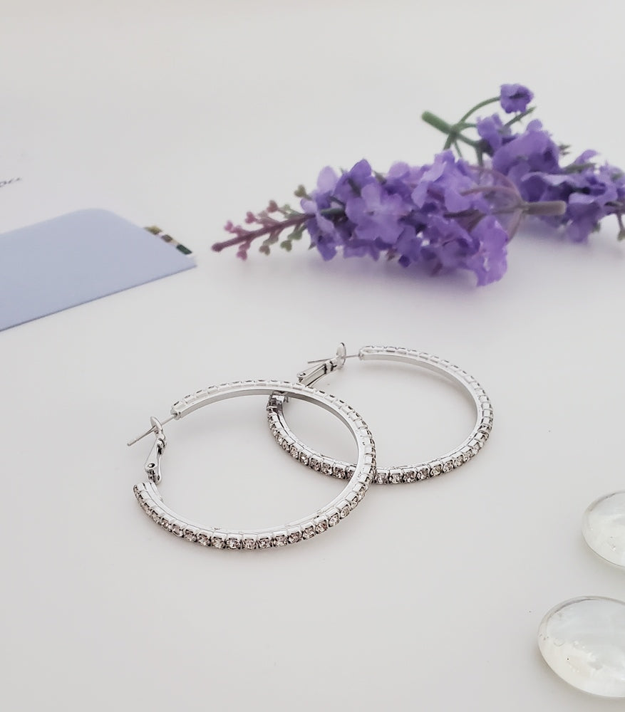 40mm Rhinestone Hoop Earrings