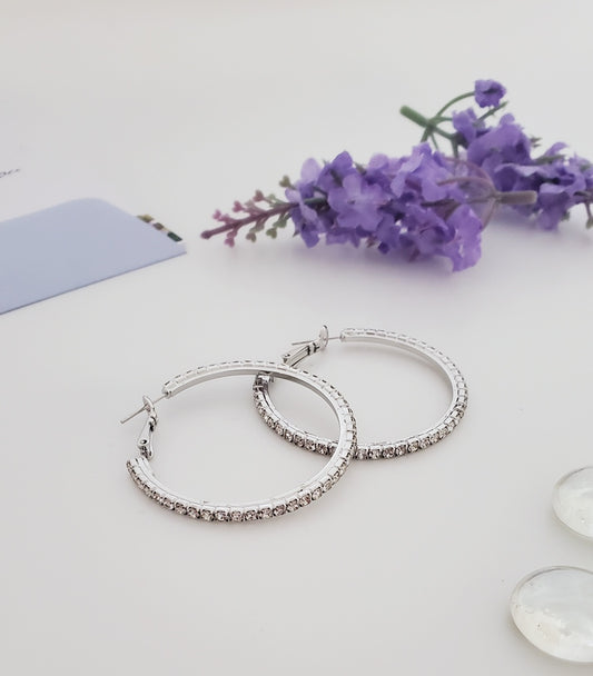 40mm Rhinestone Hoop Earrings