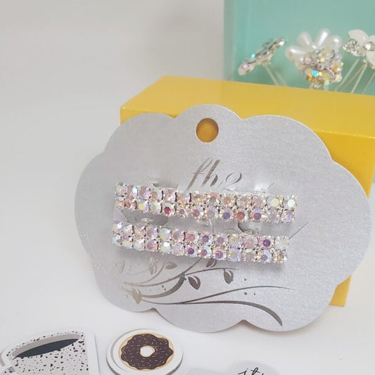 AB Crystal 2 Row Barrette