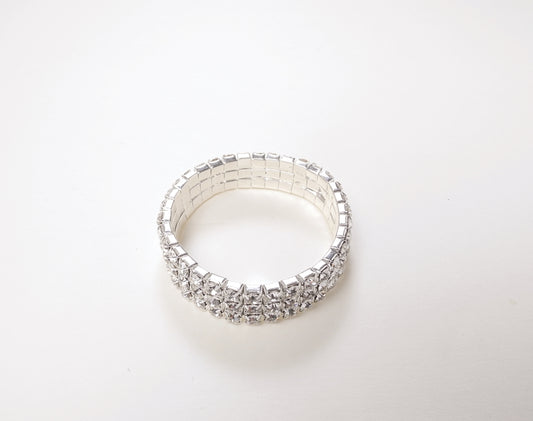 3-Row Crystal Stretch Bracelet