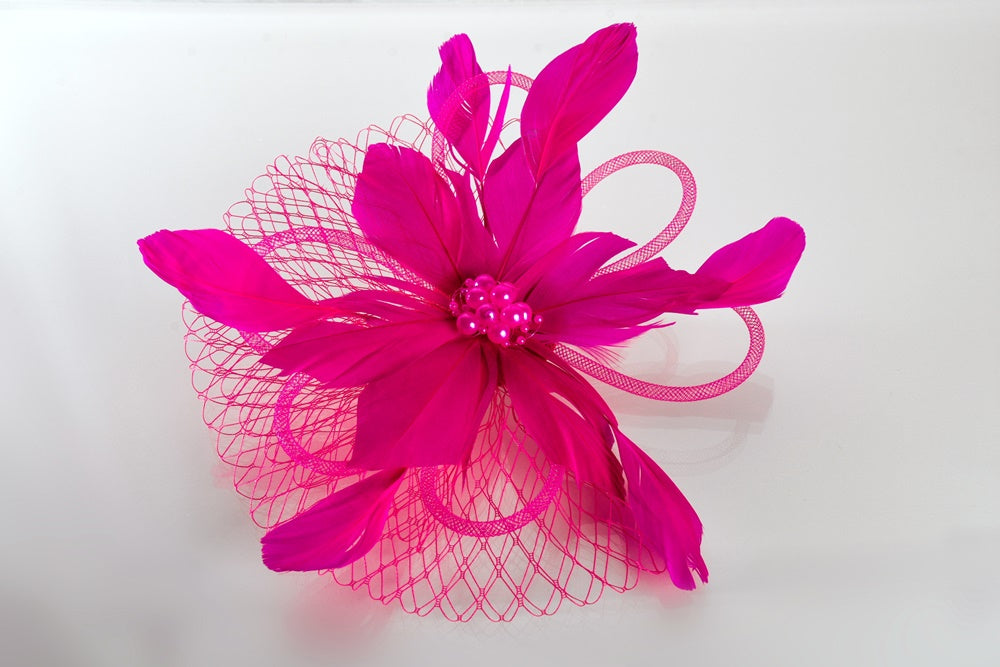 Feather Corsage- Hot Pink