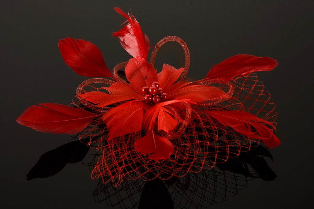 Feather Corsage- Red