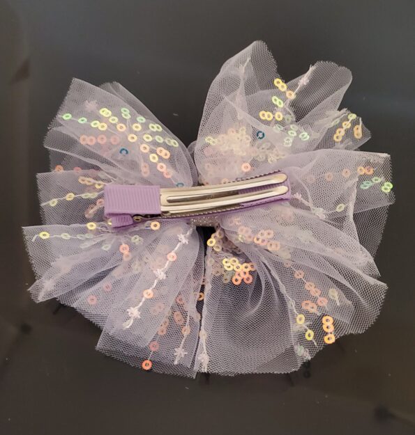 Pastel Hair Bow with Sequins- Lilac