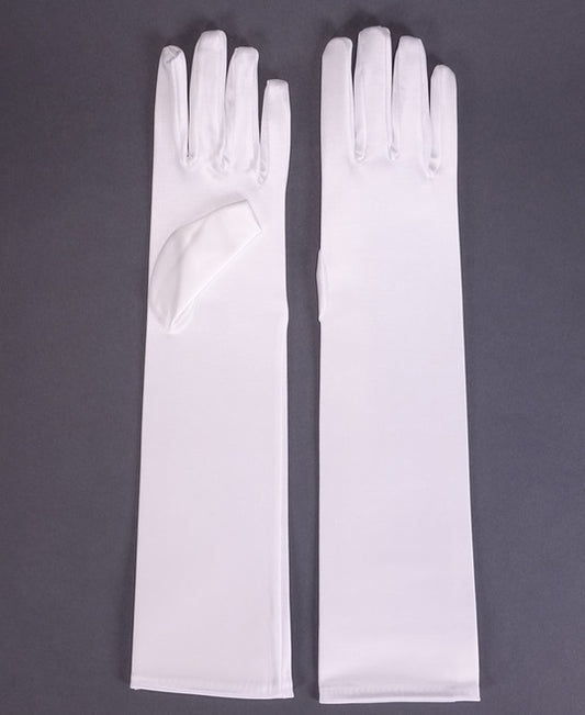 Elbow Length White Satin Glove- Children's