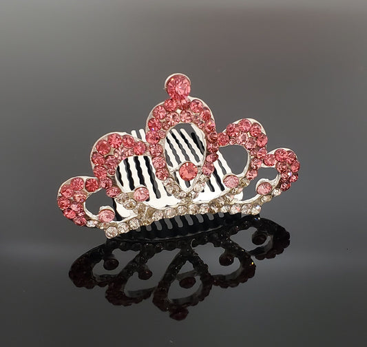 Small Crown Tiara with Pink Crystals