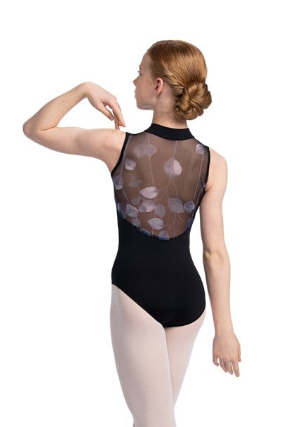 Girls Zip Front Leotard with Falling Leaves Print- Limited Edition