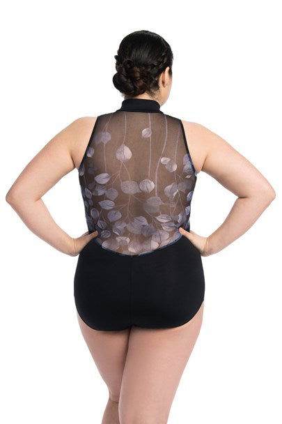 Zip Front Leotard with Falling Leaves Print- Limited Edition