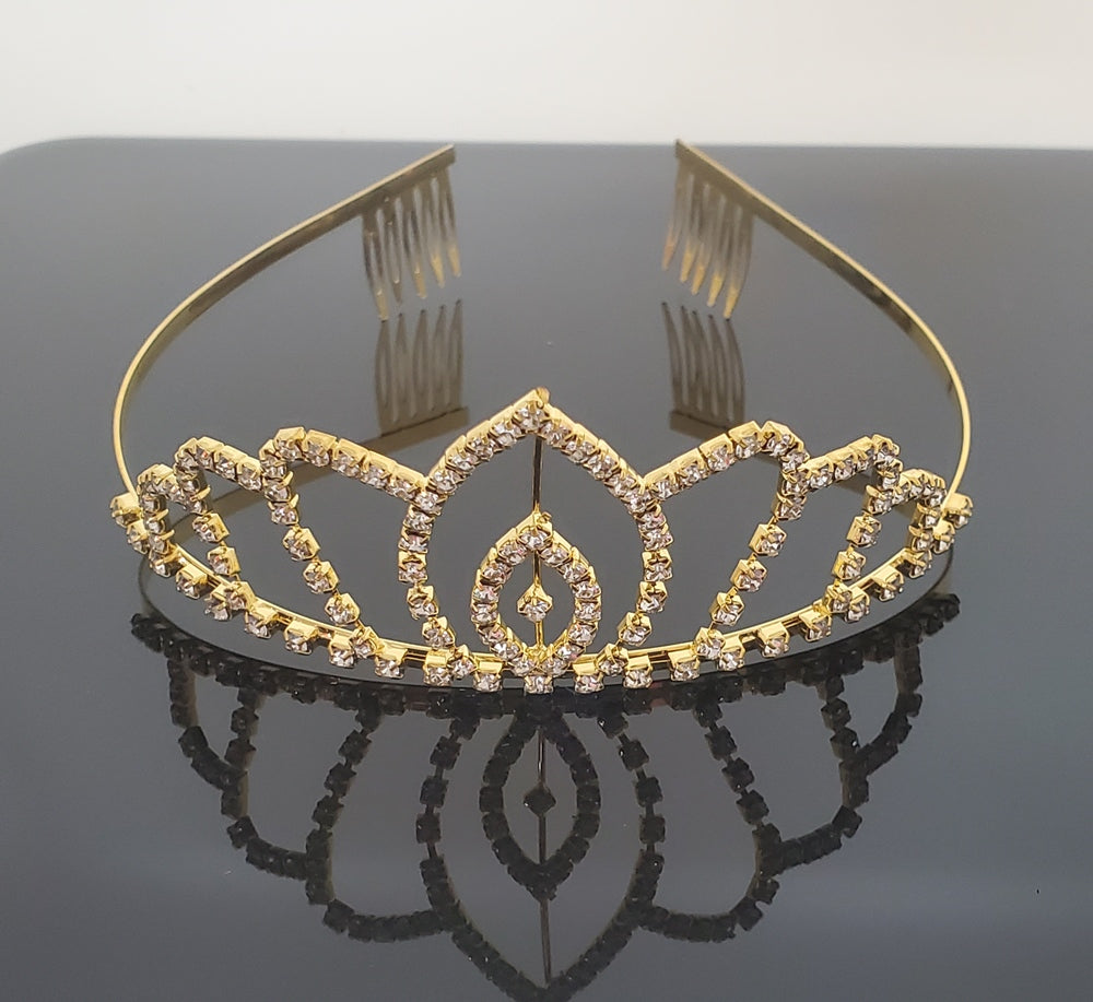 Large Gold Tiara with Hair Comb