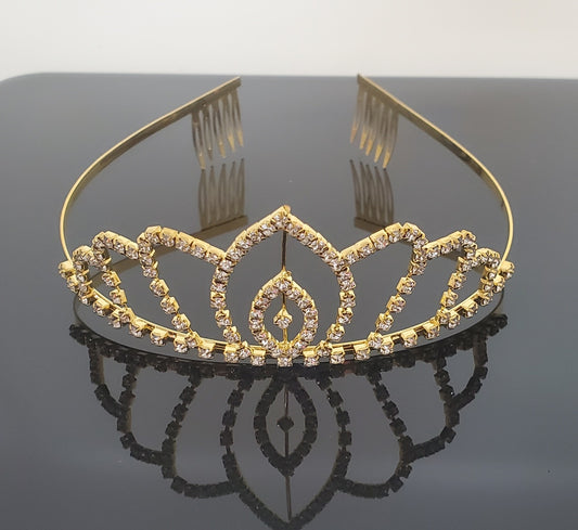 Large Gold Tiara with Hair Comb