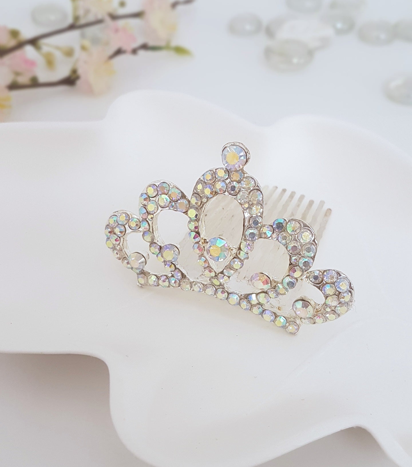 Mini Crown Tiara with AB Crystals
