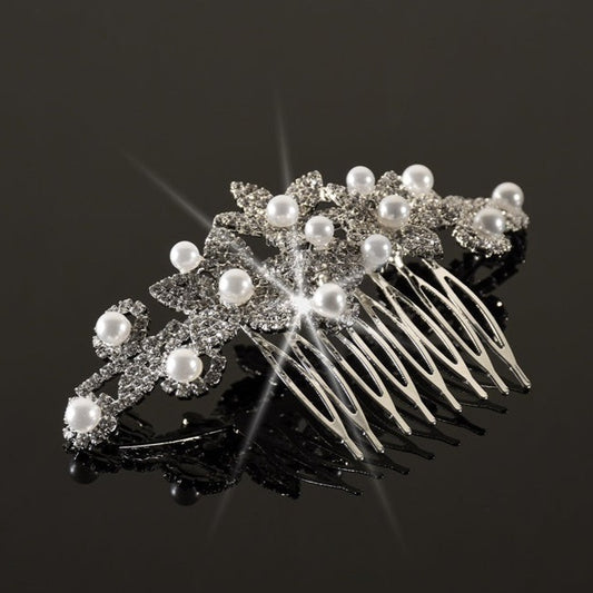 Rhinestone Hair Comb with Pearls