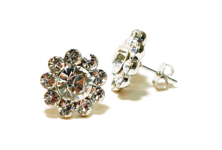 15mm Flower Crystal Earrings