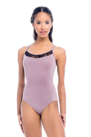 Open image in slideshow, Double Strap Camisole Leotard with Lace Neck Line- Adult
